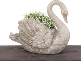 Urban Designs Swan Cast Stone Planter Garden Decor, Grey