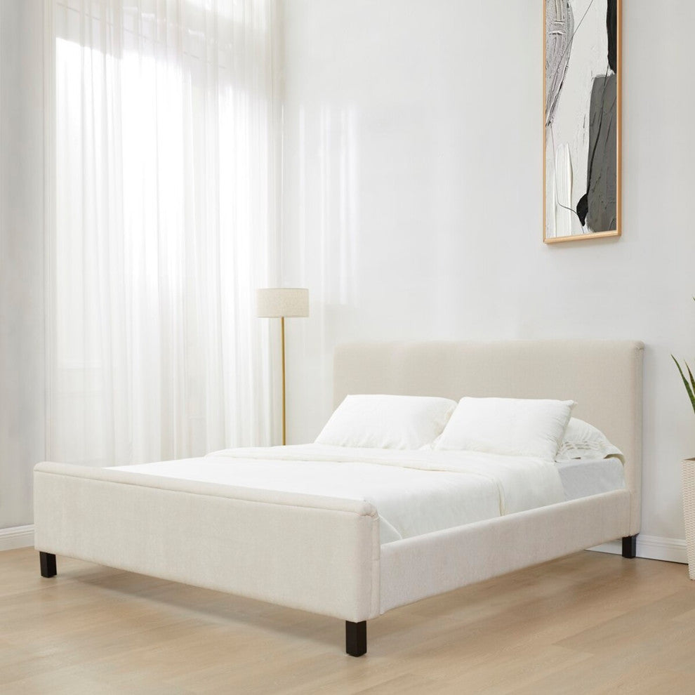 Safavieh Couture Finney Upholstered Bed, Creme, Queen