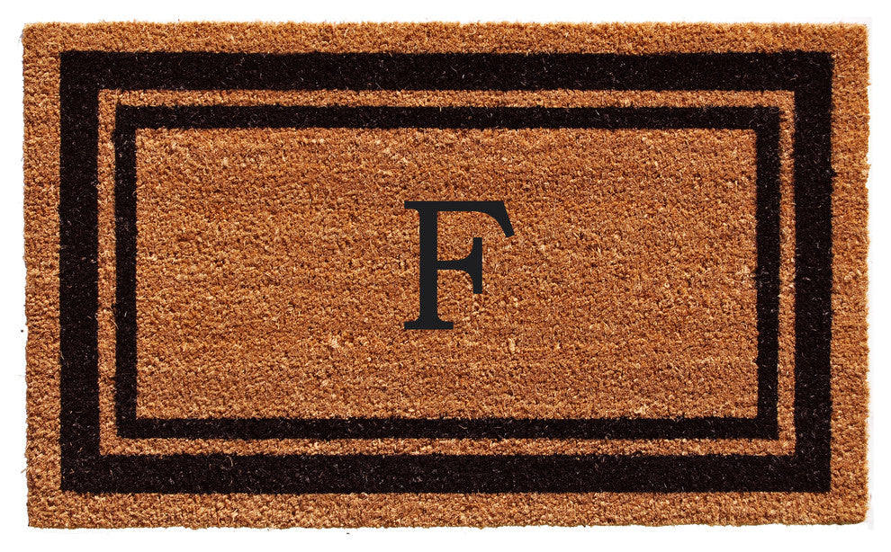 Black Border 24"x36" Monogram Doormat, Letter F