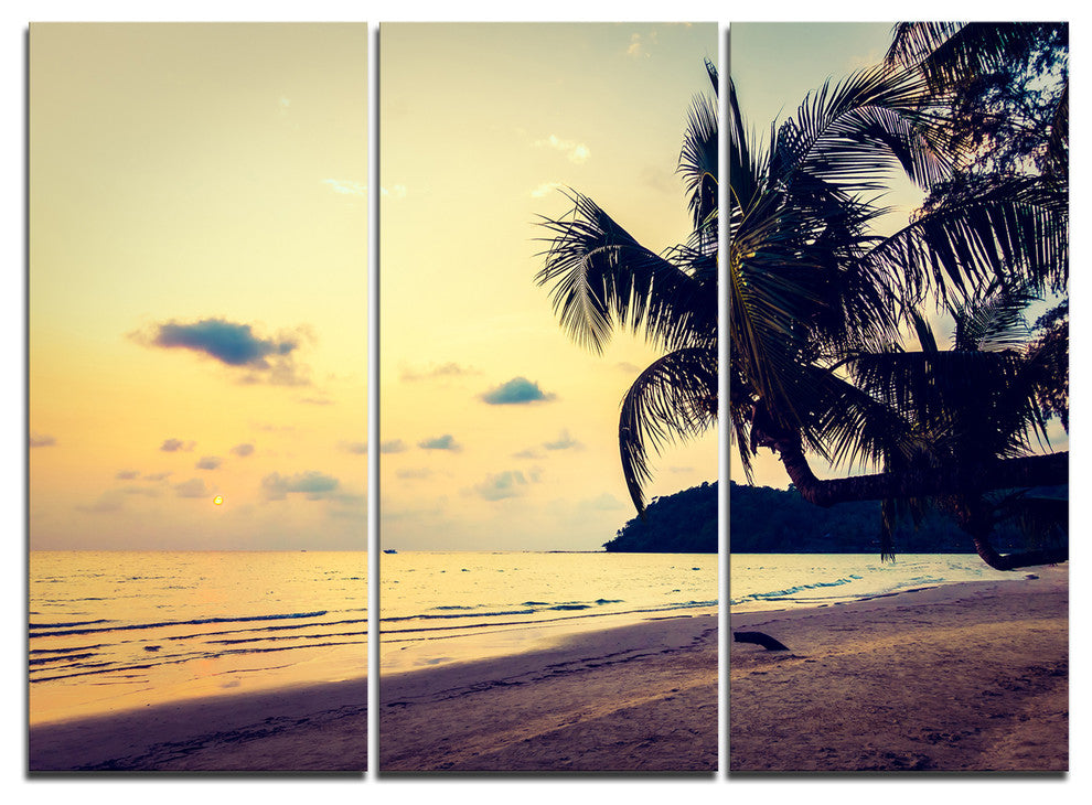 "Silhouette Coconut Tree" Canvas Wall Art, 3 Panels, 36"x28"