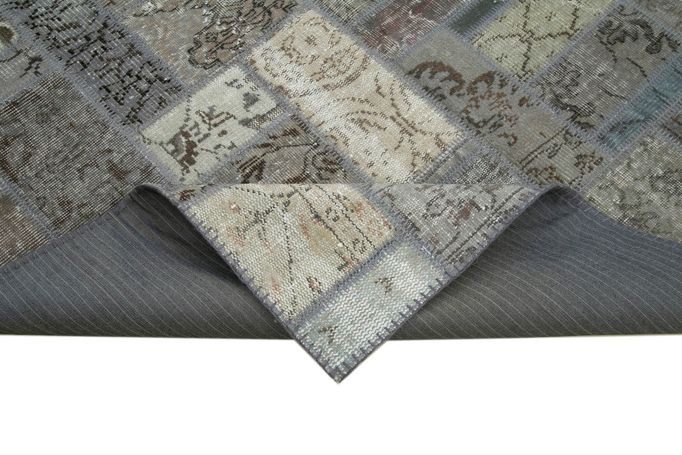 Rug N Carpet - Handmade Turkish 5' 9" x 7' 10" Gray Wool Patchwork Area Rug