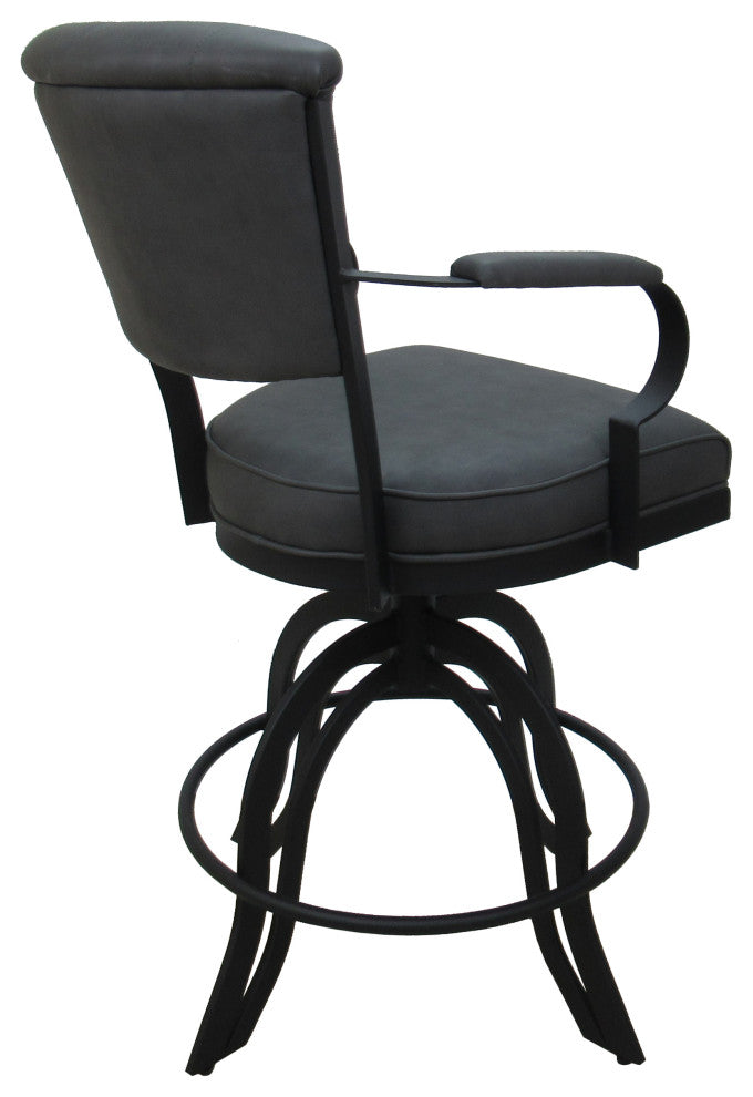Miami Counter 26" or 30" Metal Bar Stool - A Base, Gray Vinyl, Black, 30"