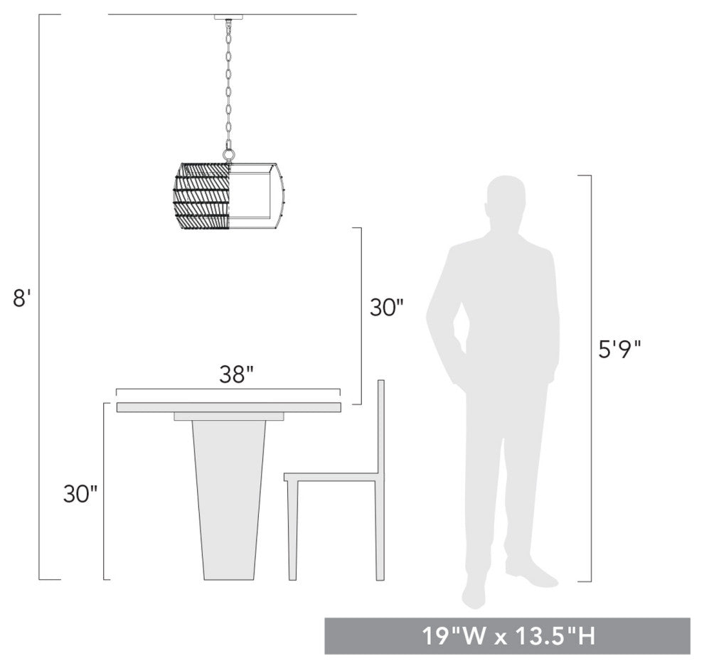 Everly 4 Light Chandelier With Natural Rattan Shade
