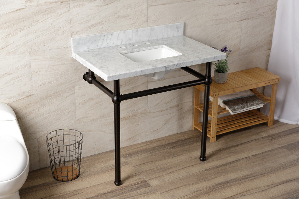 KVBH3622M8SQ5 36" Console Sink with Brass Legs (8-Inch, 3 Hole)