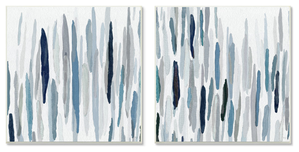 Abstract Brushed Rainfall Contemporary Modern Painting , 2pc, each 12 x 12