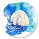Jellyfish Watercolor Painting, Animal Disc Metal Artwork, 11"
