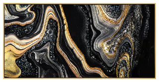 Golden Veins I Crystallus Epoxy Coated Wrapped Framed Abstract Canvas Wall Art
