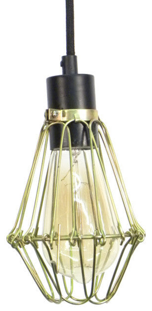 Black Brass Hinge Cage Pendant Light