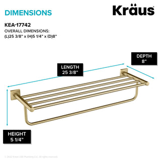 Ventus Bathroom Shelf With Towel Bar, Brushed Gold