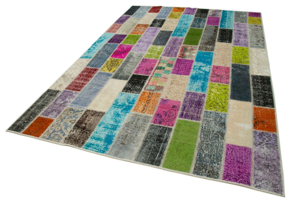 Rug N Carpet - Handmade Anatolian 6' 7" x 9' 11" Contemporary Patchwork Area Rug