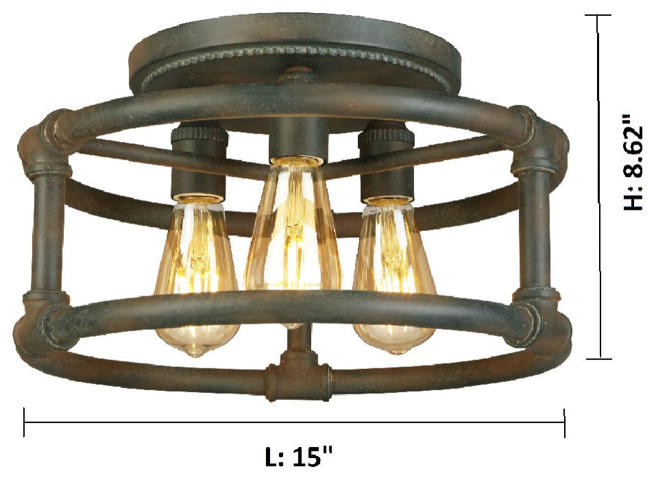 Wymer 3-Light Ceiling Light, Zinc