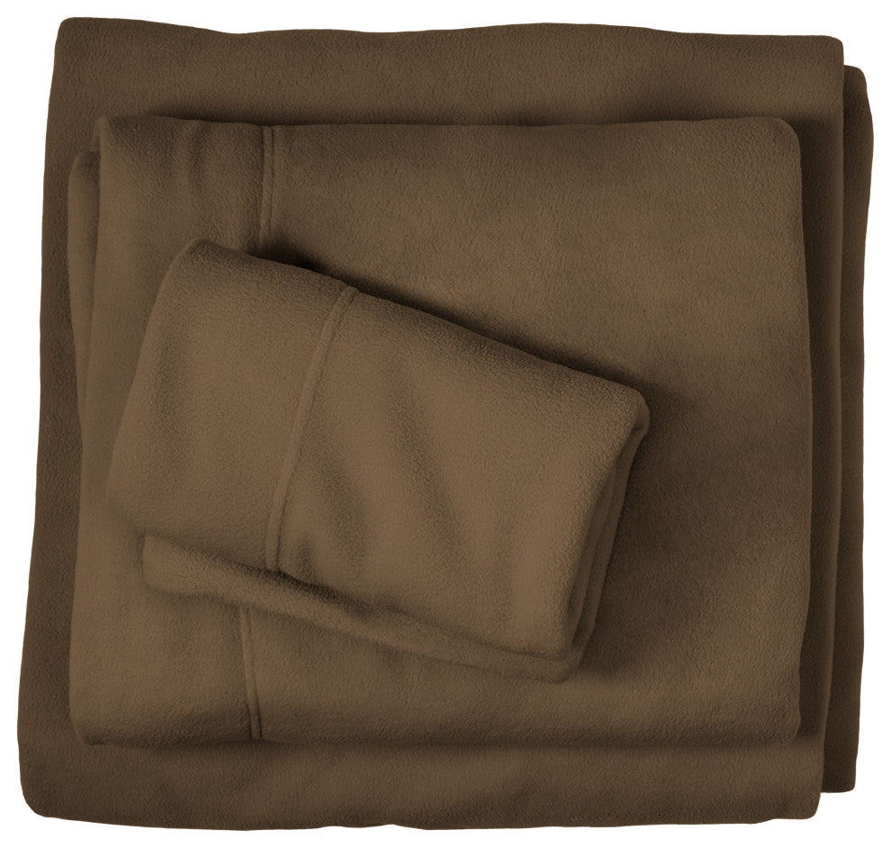 Bare Home Polar Fleece Sheet Set, Cocoa, Twin Xl