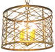 20" Contemporary Gold Twig Chandelier, Drum Pendant Open Metal