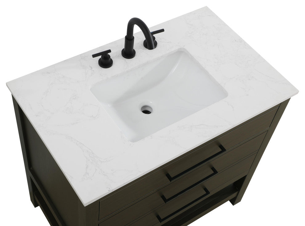 Home Living 36" Single Bathroom Vanity, Mocha Brown