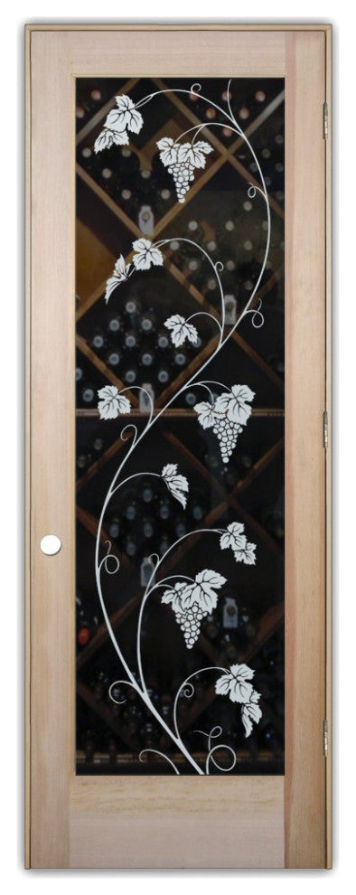 Wine Door - Vineyard Grapes Unfurled - Douglas Fir (stain grade) - 28" x 96"...
