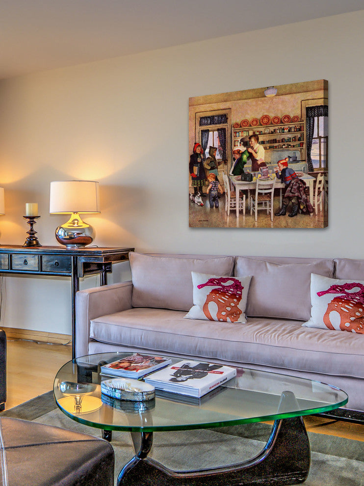 "Getting Ready for School" Painting Print on Canvas by John Falter