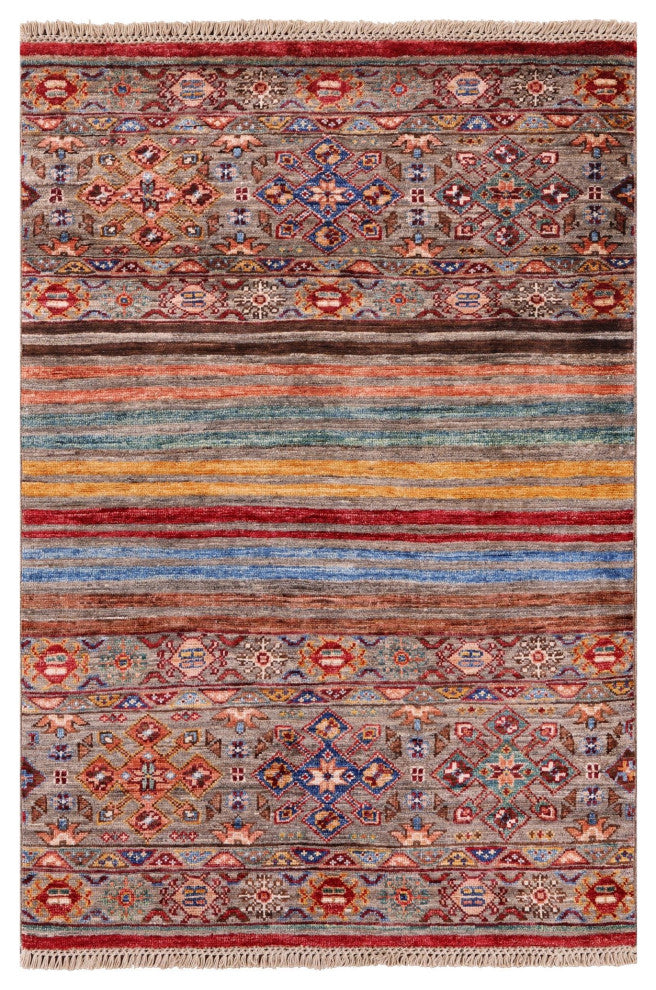 Khorjin Super Kazak Hand-Knotted Wool Rug 2' 7" X 3' 9" Q8387