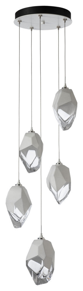 Chrysalis 5-Light Large Crystal Pendant White Finish- Long, White Crystal