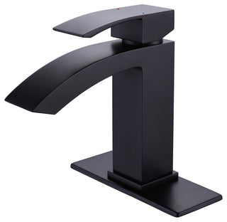 Deck Mounted Single Hole Bathroom Sink Faucet, Matte Black