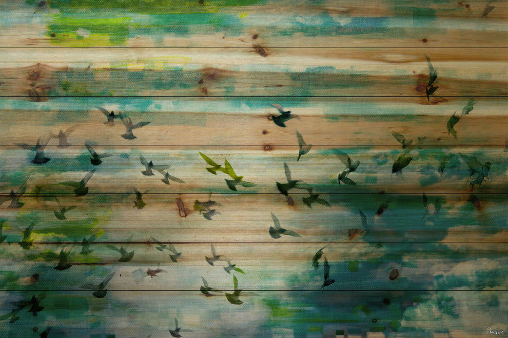 "Acadia Street" UV Ink Print on Natural Pine Wood, 36"x24"