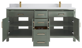 Cambridge 72" Double Sink Bath Vanity in Evergreen 1.5" White Quartz