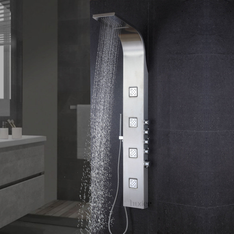Luxier 59" Shower Panel System With Rainfall Waterfall Shower Head Hand Shower