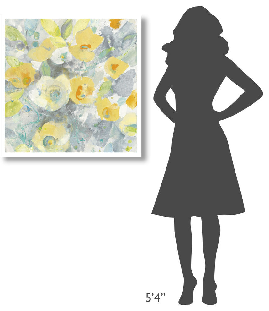 "Buttercups II Turquoise" Digital Paper Print by Albena Hristova, 32"x32"