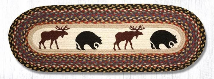 Earth Rugs OP-43 Bear / Moose Oval Patch Runner 13" x 36"