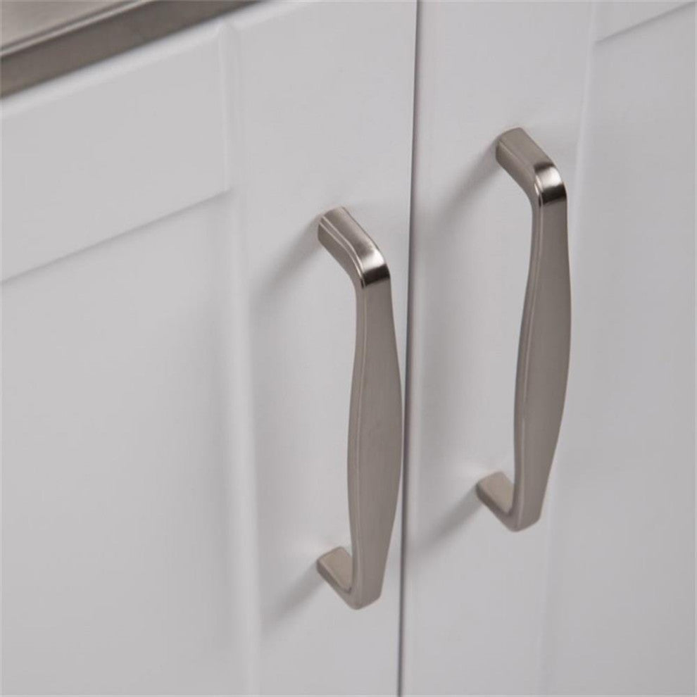 28 Inch Laundry Cabinet With Pull-Out Faucet & Stainless Steel Sink, Pure White