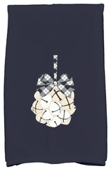 Jingle Bells Holiday Geometric Print Kitchen Towel, Navy Blue
