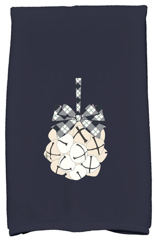 Jingle Bells Holiday Geometric Print Kitchen Towel, Navy Blue