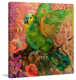 "Great Green Parrots" Painting Print on Wrapped Canvas