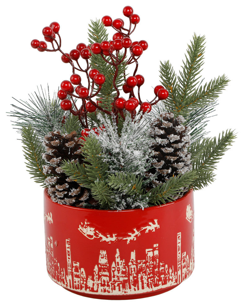 Xmas Mix in 7" Red Cityscape Ceramic