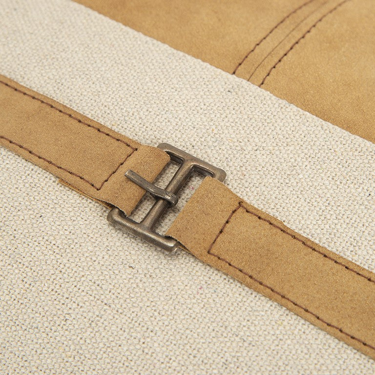 Camel Tone Leather Block Lumbar Pillow