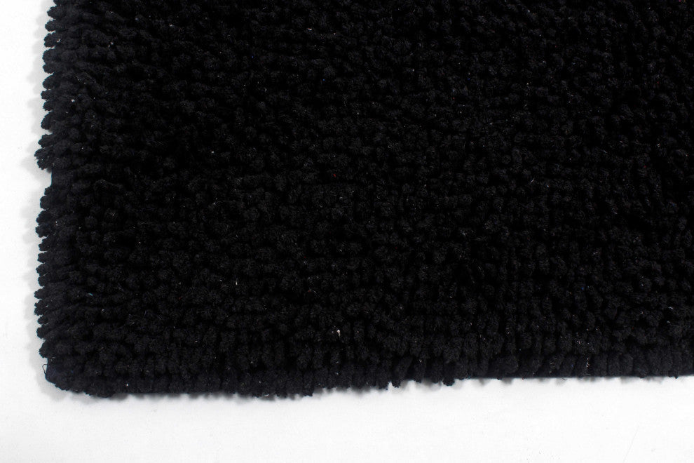 Shaggy Lux Bath Rug Bath Rugs Set, 24x36 Rectangle, Black