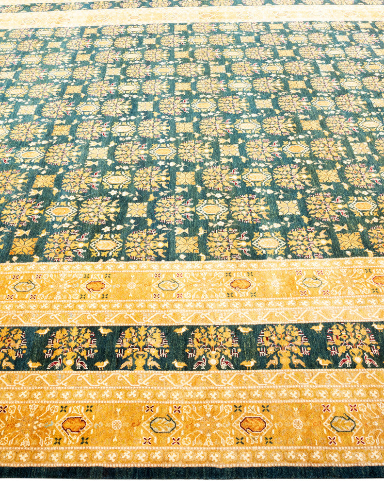 Mogul, One-of-a-Kind Hand-Knotted Area Rug Green, 9' 3 x 11' 10