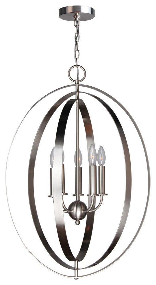 Woodbridge Lighting Camellia Oval 6-Light Pendant Chandelier, Satin Nickel
