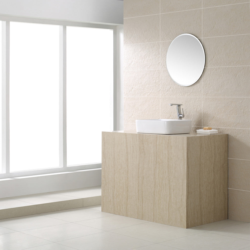 Elavo Ceramic Rectangle Vessel White Sink, PU Drain Chrome