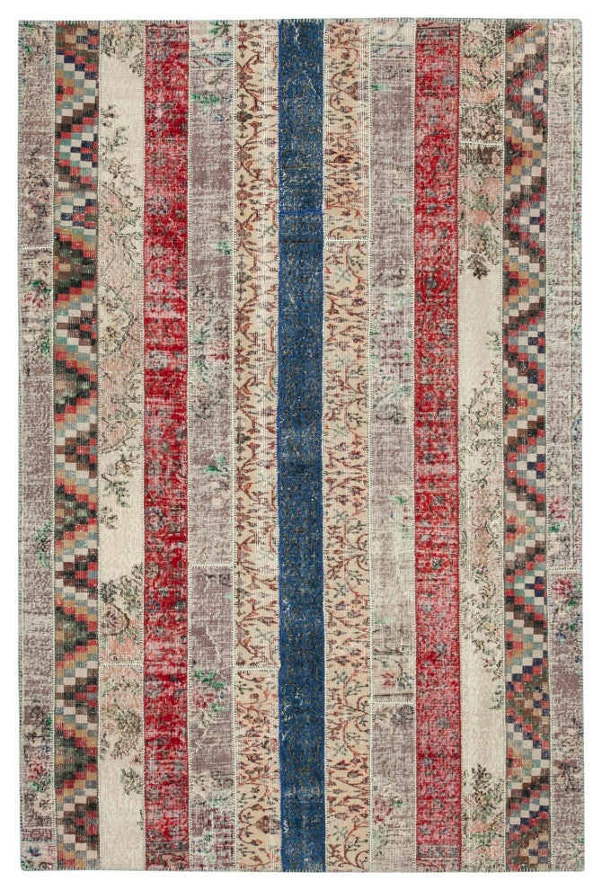 Rug N Carpet - Hand-Knotted Anatolian 6' 8" x 10' 1" Wool Patchwork Area Rug