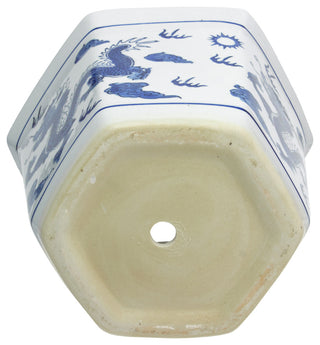10" Dragon Blue and White Porcelain Flower Pot
