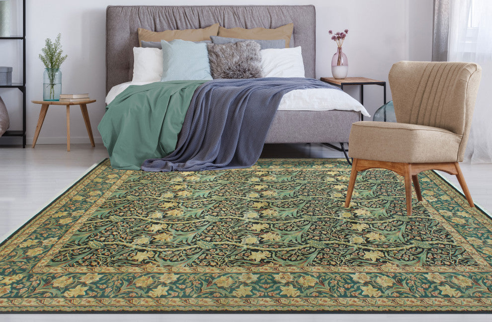 Pak-Persian Charleto Black/Green Rug, 10'1x14'1