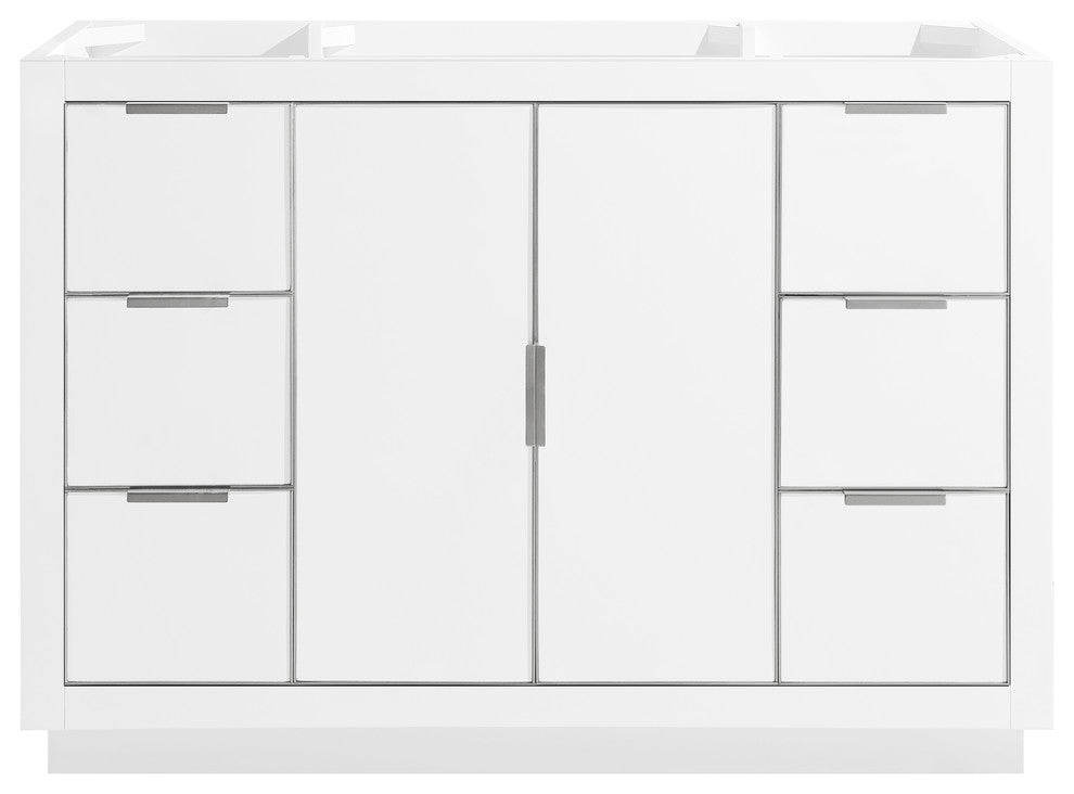 Avanity Austen 48" Vanity Only, White With Brushed Silver Hardware