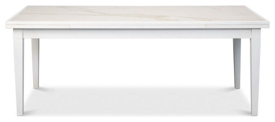 Rectangular White Extension Dining Table Seats 10 People