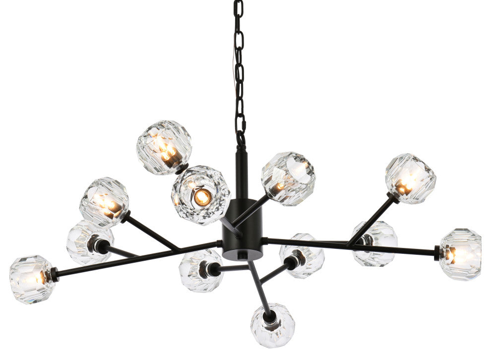 12 Light Pendant, Black