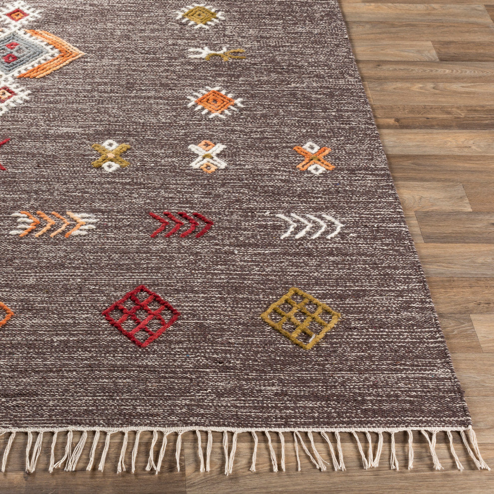 Surya Zanafi ZNF-2304 2'6"x8' Rug, Brown/Khaki/Gray/Olive/Peach/Burnt Orange/Red