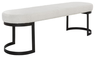 Uttermost 23817 Infinity 60"W Iron Framed Polyester Bench - Matte Black / White
