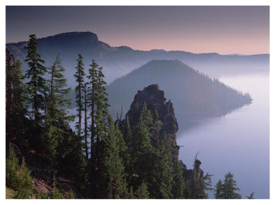 "Wizard Island in the center of Crater Lake, Crater Lake NP" Paper Art, 26"x20"