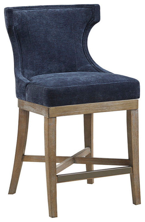 Madison Park Carson Counter Stool With Swivel Seat, Navy Blue