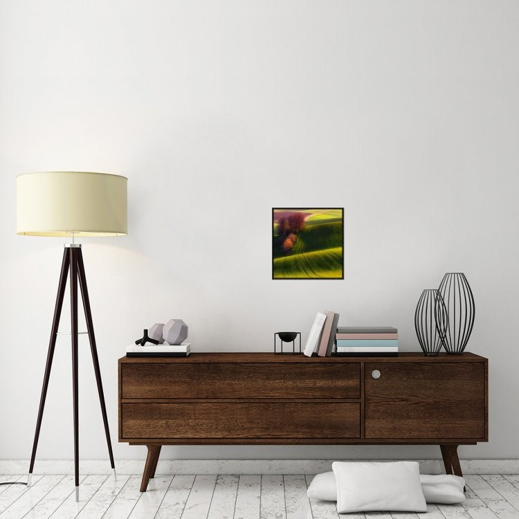 "Green Fields" Framed Canvas Giclee by Piotr (Bax) Krol, 17x17"