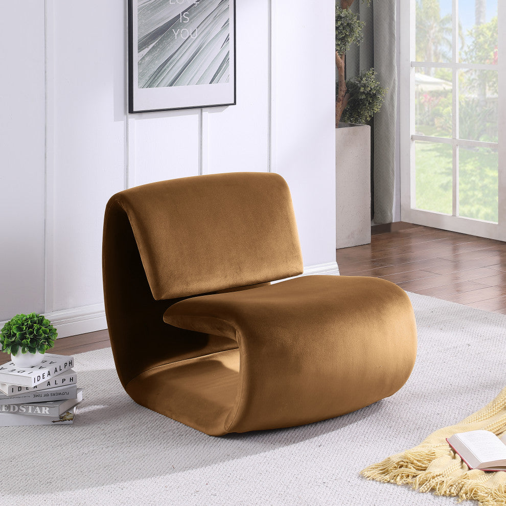 Nouveau Upholstered Chair, Saddle, Velvet